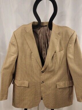 PRONTO MODA ITALIA Mens Blazer Wool Silk Cashmere Houndstooth Coat Jacket 46S